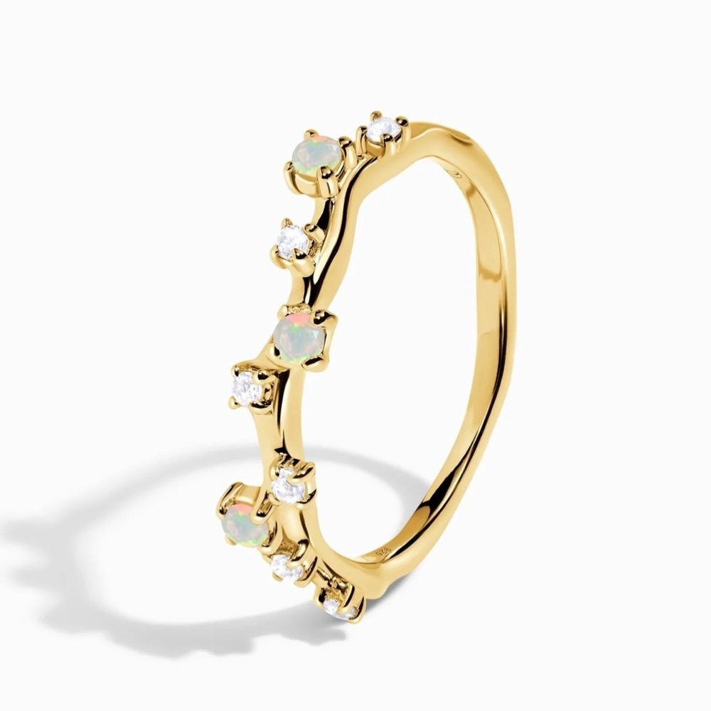 Moon Magic 18K Gold Vermeil Opal & Zircon Stardust Band Ring